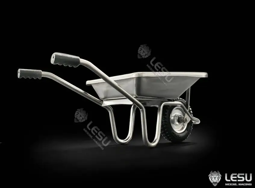 LESU For 1/14 Simulation Model Toy All-Metal Hand Dozer Cart With Handle Spade Square Iron Mountain Shovel Tool