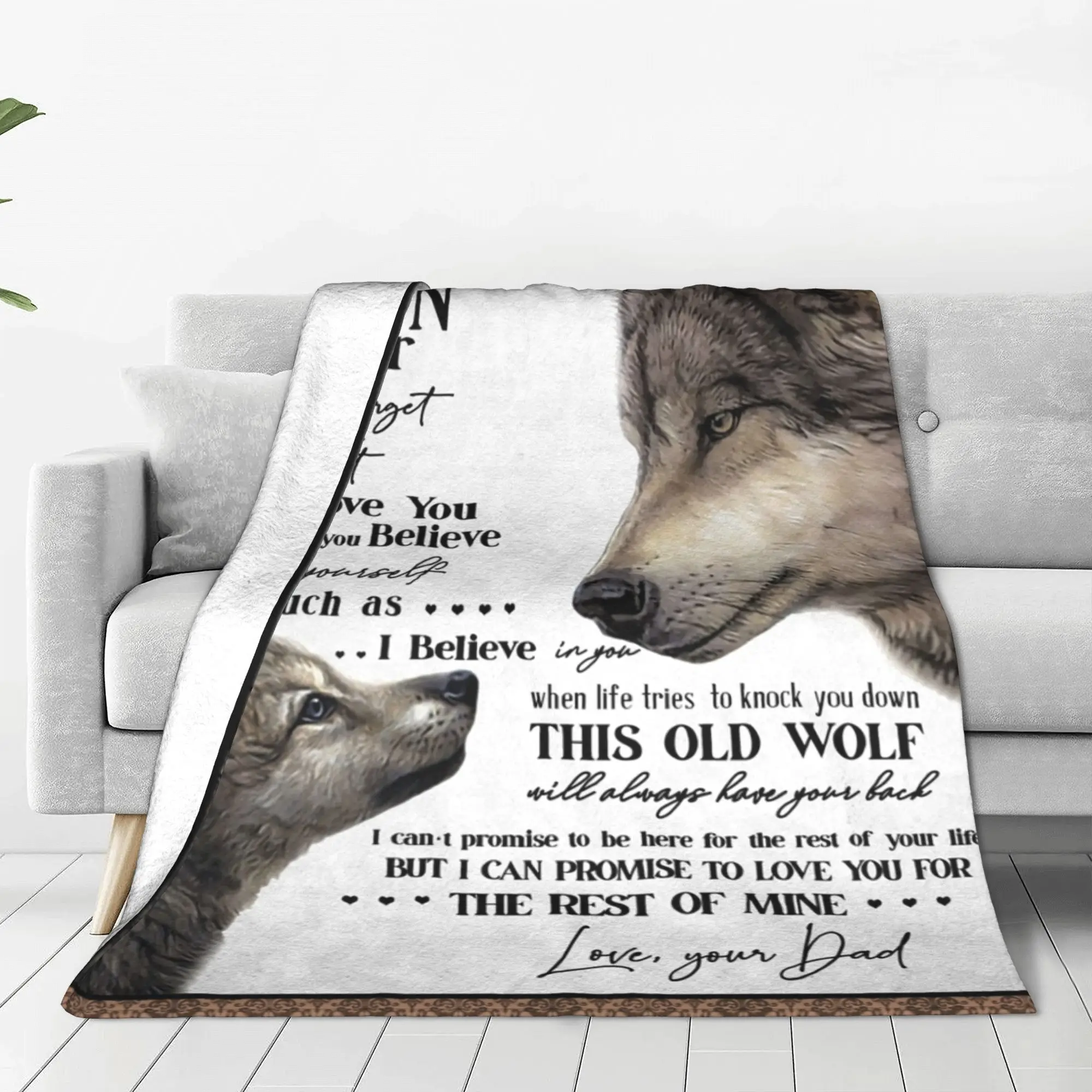 To My Son Letter Love from Dad Flannel Throw Blankets Positive Encourage and Love Letter Blanket for Home Couch Super Soft Throw