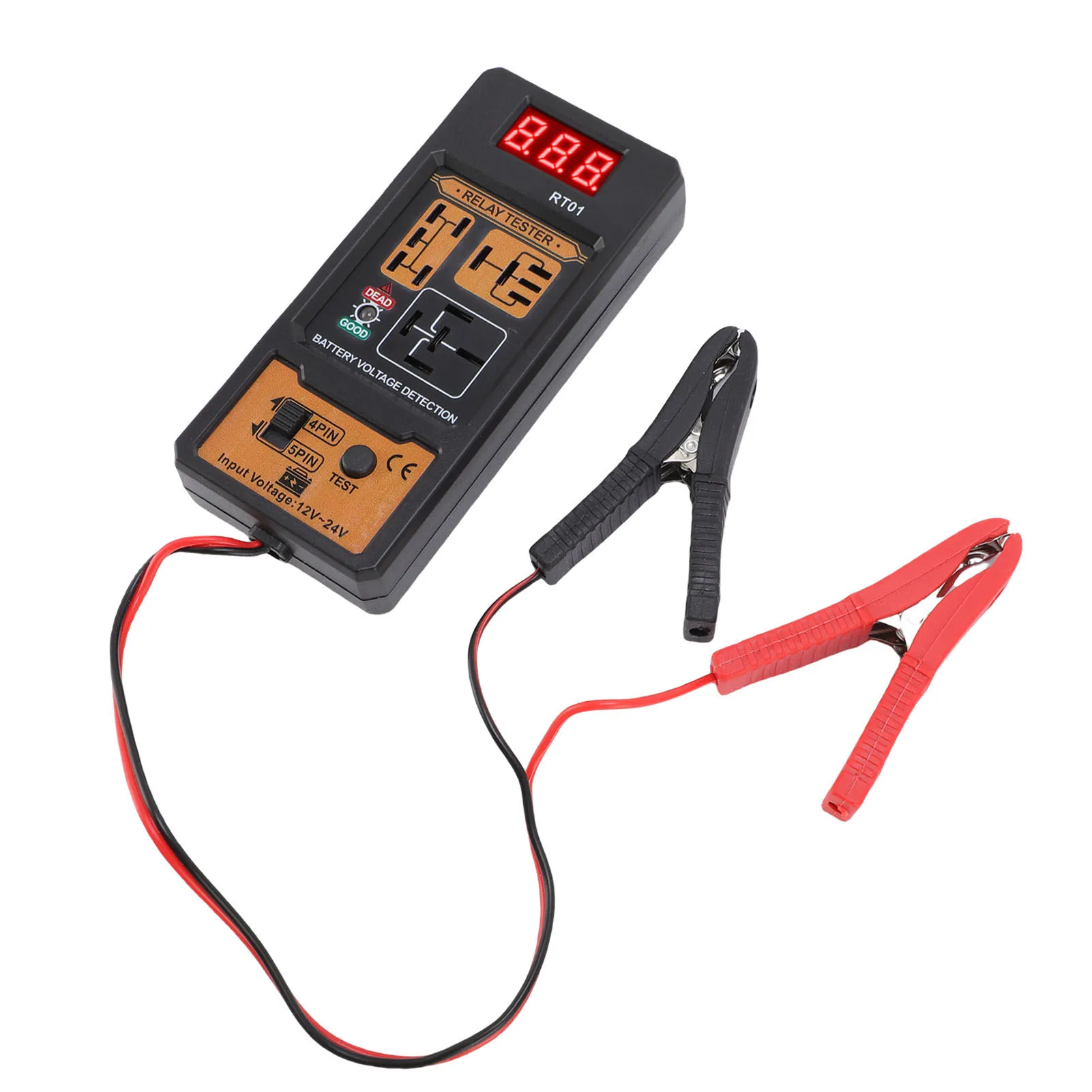 Relay Tester, Car Relay Analyzer 12V 24V Battery Voltage Tester, Automotive Relay Diagnostic Tool for 4 Pin 5 Pin Relays, Digita
