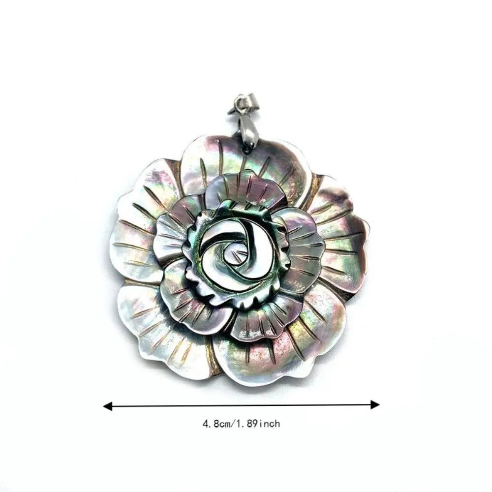 Flower Pattern Mother of Pearl Shell Pendant Shell Iridescent Luster Butterfly Shell Flower Pendant Three Layer