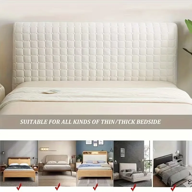 Checkered Pattern Universal Headboard Cover with Soft Feel High Elasticity for Home Use,Thickened Ice Silk Latex Headboard Cover