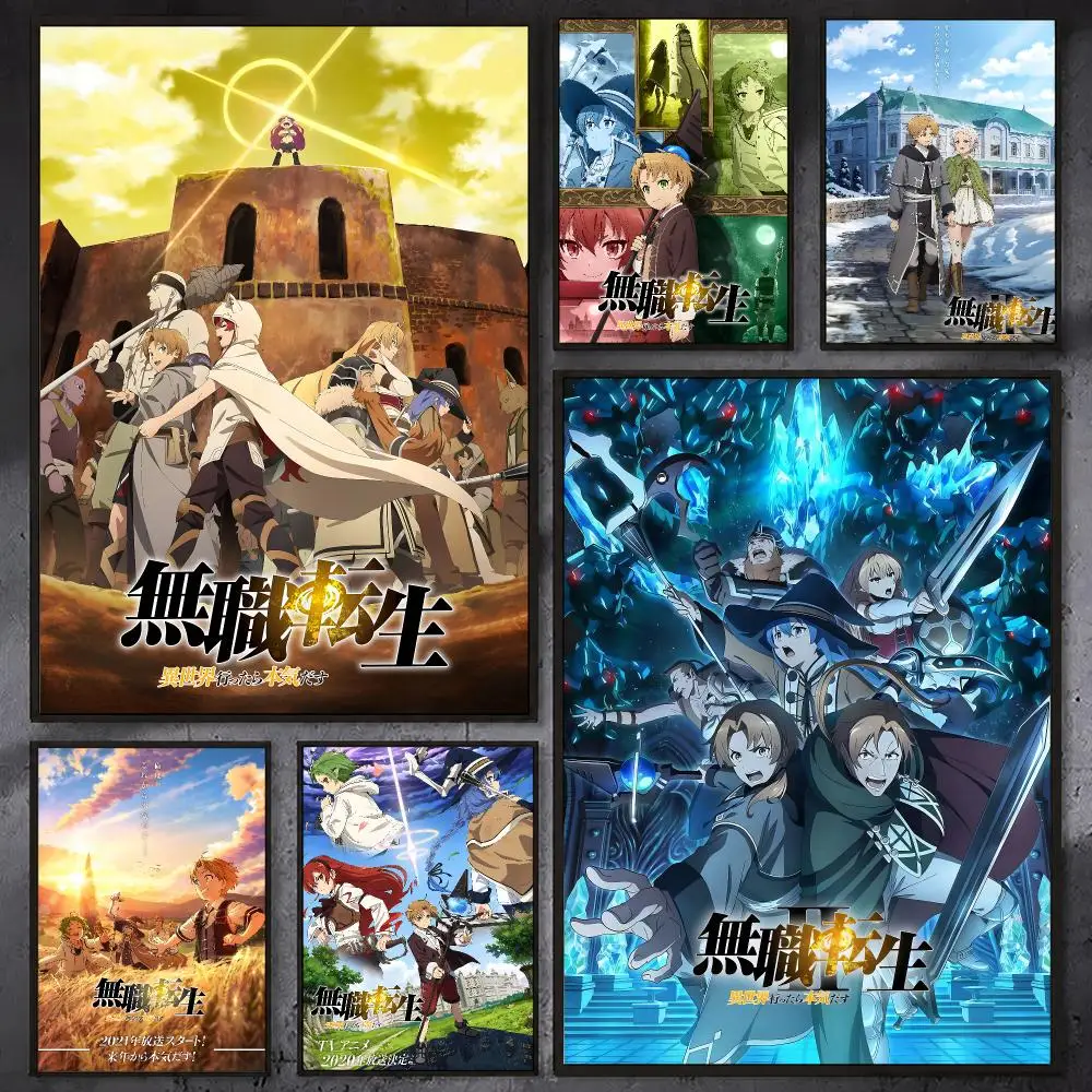 Mushoku Tensei Jobless Reincarnation Poster Waterproof Sticky Wall Art Print For Bedroom Living Room Hallway Bar Home Decor