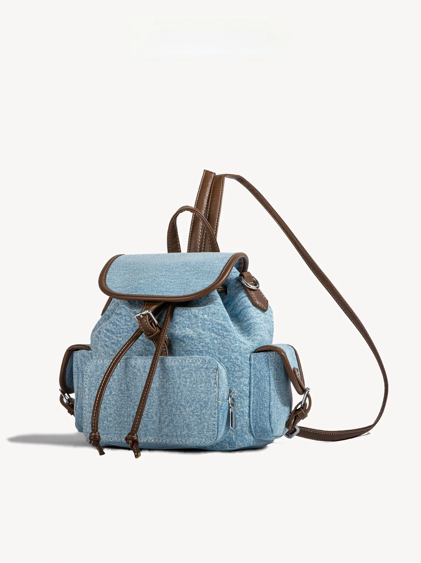 MuziKai Women's Denim Backpack Lightweight Travel Fashion Simple Style Commuter Bag American Retro Aesthetic Daily Use
