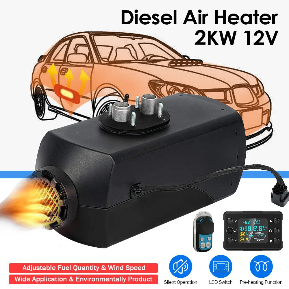 2000W Parking Heater 12/24V 2KW Portable Diesel Heater Automatic Altitude Adjustment Diesel Air Heater for Car SUV Van RV Boat