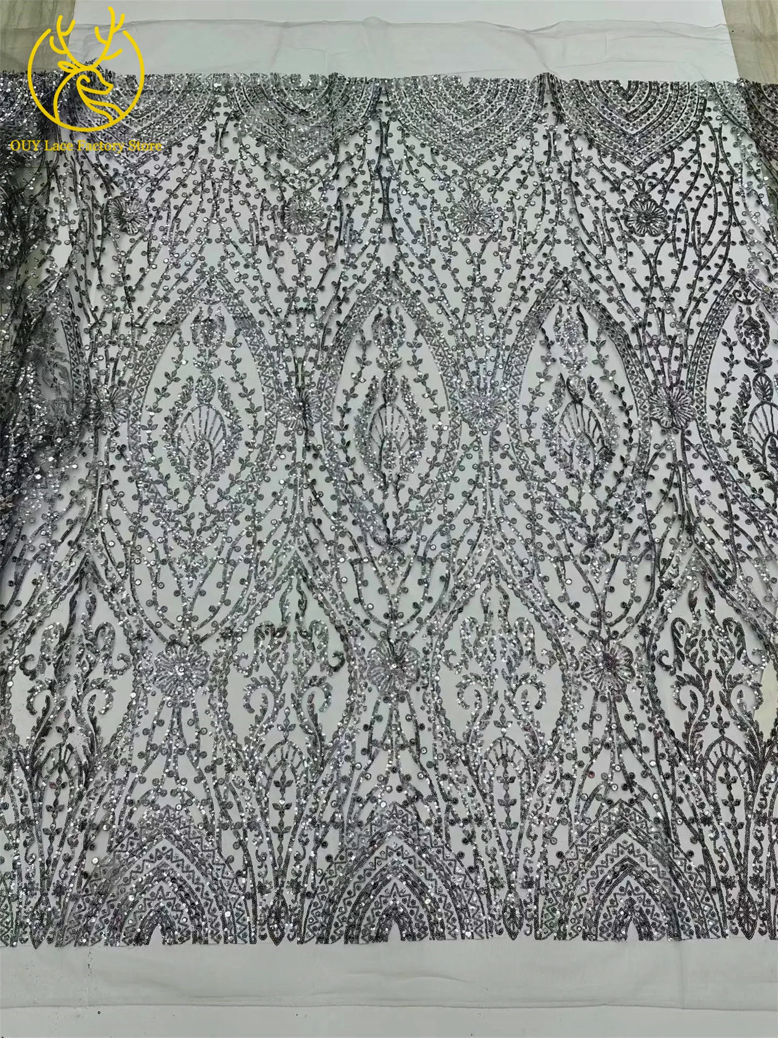 5 Yards Brauner Afrikanischer Spitzenstoff 2026 Nigerianische Pailletten Perlen Hochzeitsdekoration Tüll-Spitzenstoff Braut Partykleid Nähen – Detail 25