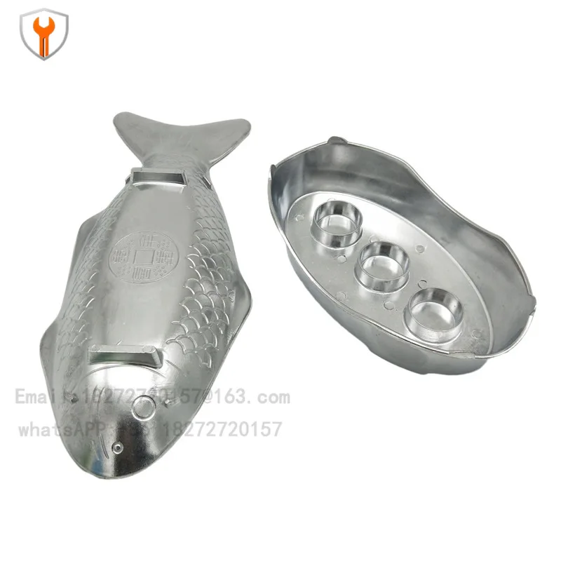 Grilled fish plate, fish-shaped grilled fish plate, heated fish oven Aluminum grilled pan Creative grill Hotel supplies