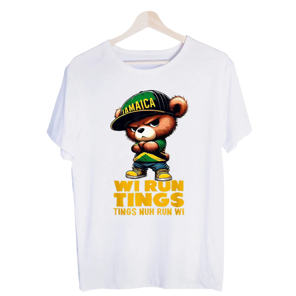 Men's Bear Character Graphic Tee, Short Sleeve Crew Neck T-Shirt for Urban Streetwear and Casual Outfits