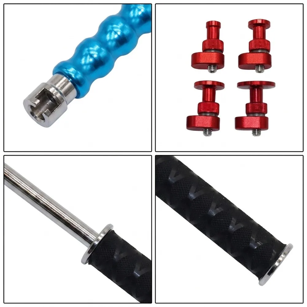 Car Bodywork Dent Repair Tool Featuring 31 to 44 cm Adjustable Sliding Hammer and 4 Pull Tabs for Easy Handling