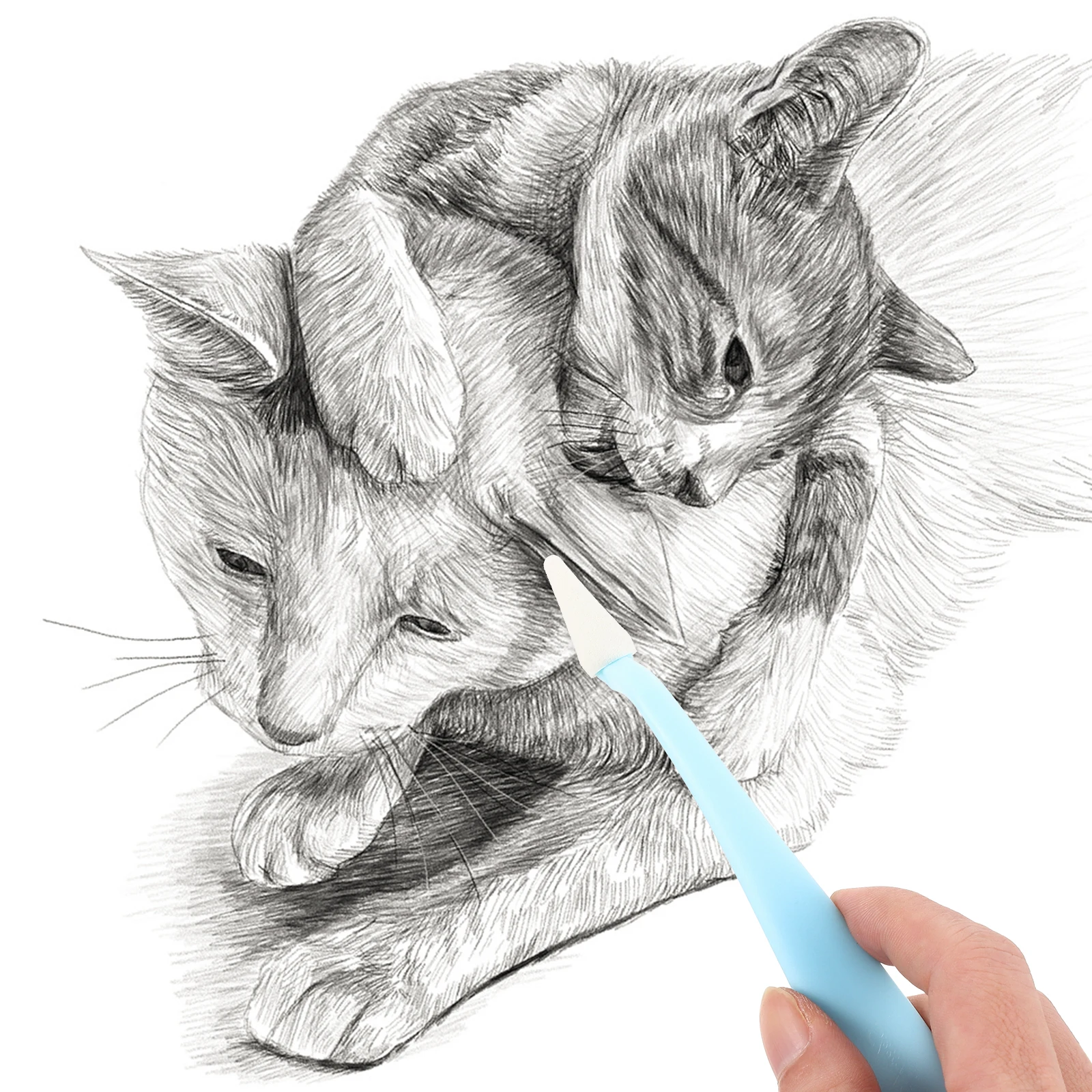 1Set Plastic Sketch Sponge Wiper Art Drawing Tool Durable Lightweight Portable for Students Sketch Smudge Erase Tool