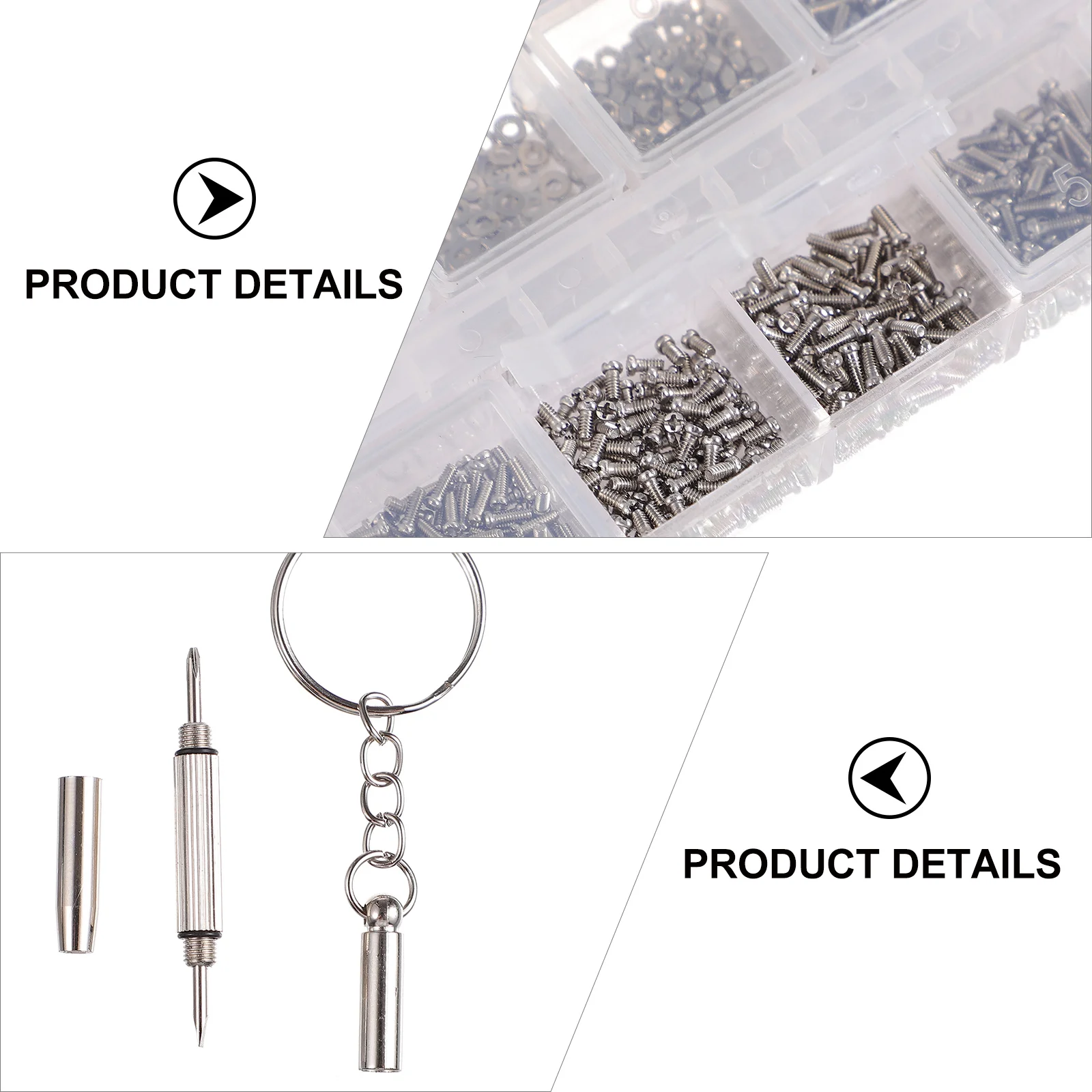 

1100Pcs High Quality Stainless Steel Glasses Repair Tool Kit Eyeglasses Screws Set Portable Storage Box Screwdriver