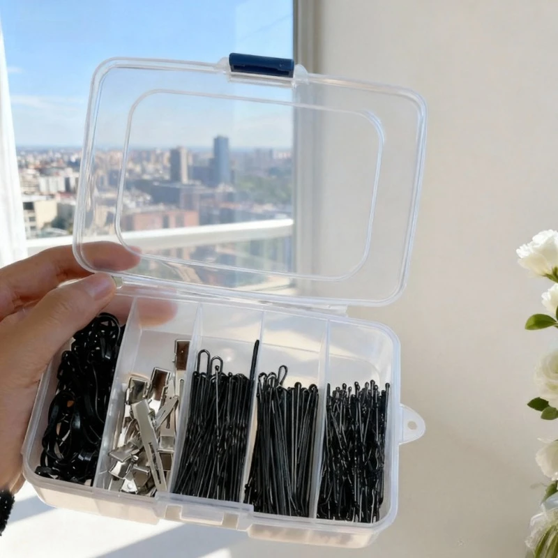 

Clear 5-grid Portable Plastic Hair Clips Jewelry Storage Box Accessories Organizer Household Travel Supplies With Dust Proof