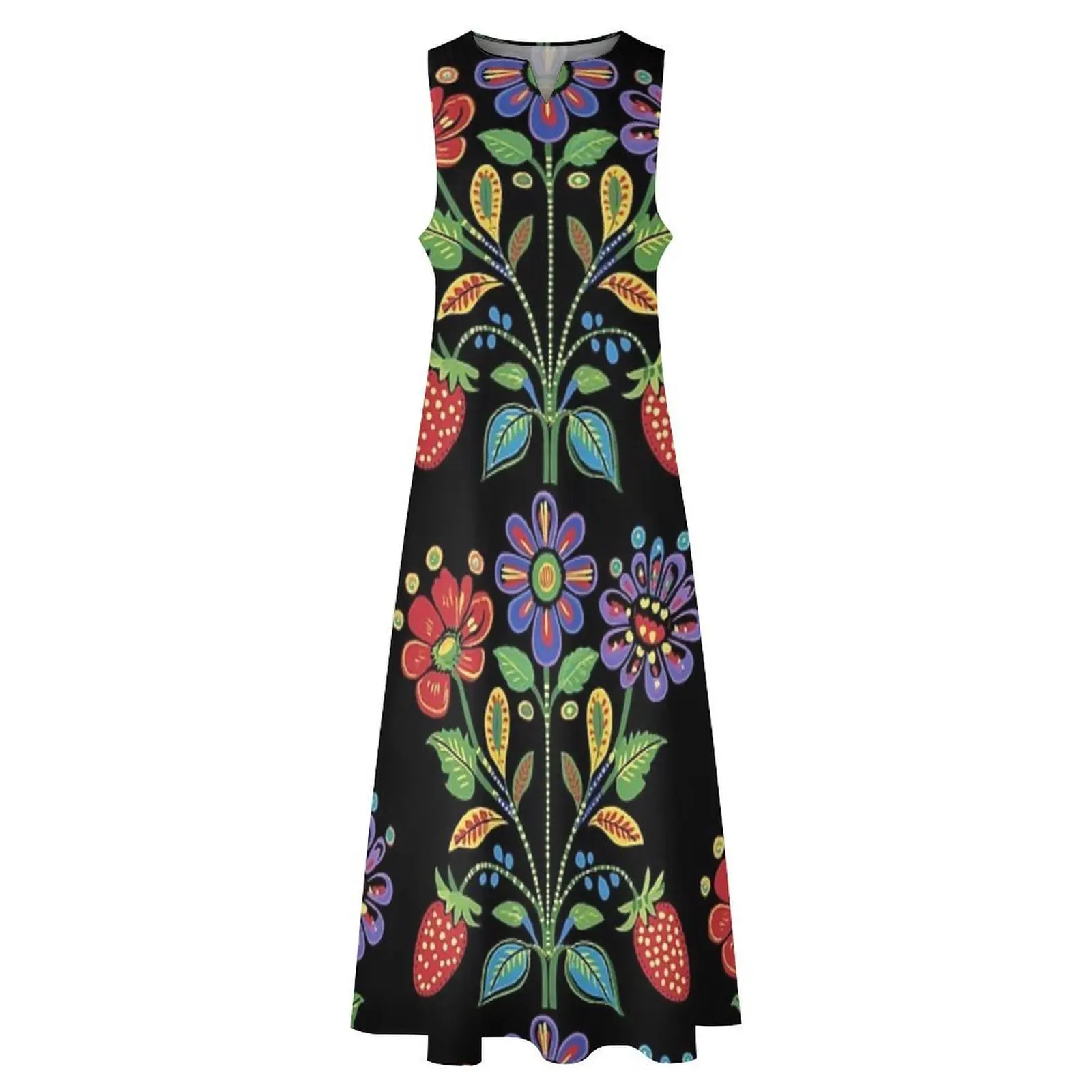 Anishinaabe الأزهار مع زهور Ojibwa فستان طويل فستان صيفي نسائي 2025 فستان حفلة سهرة أنيق فاخر المشاهير #3