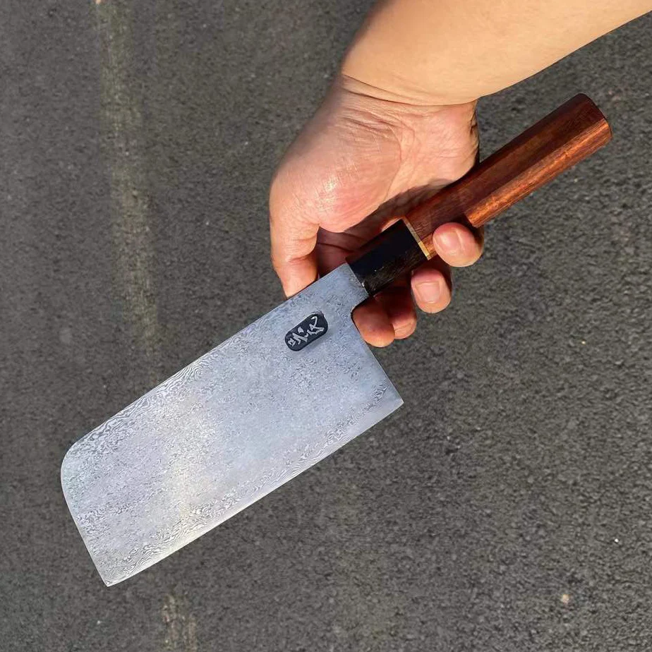 7 Inch Slicing Knife 300+ Layers Damascus Steel Blade Cleaver Meat Cutting Vegetables Handmade Forged Kitchen Knife Wood Handle