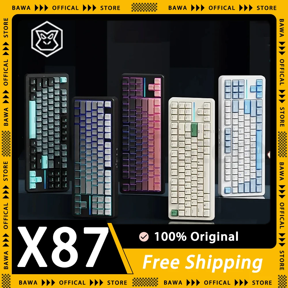 

EWEADN X87 Mechanical Keyboard Three Mode Wireless Gaming Keyboard RGB 87Keys Hot Swap Gasket Keyboard Pc Accessories Gamer Gift