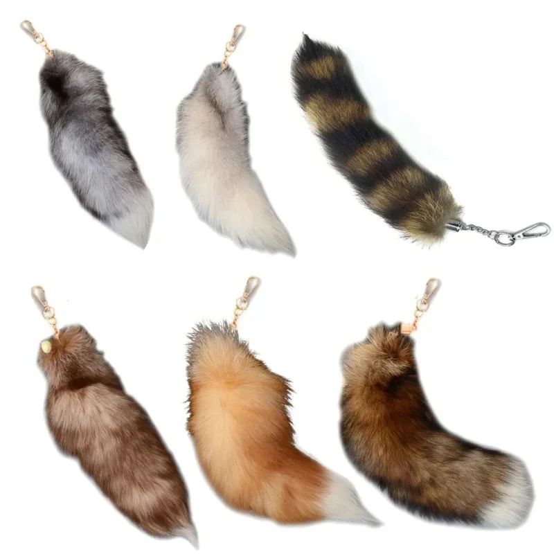 Animal Tail Keychain Fur Pendant Key Chain Bags Charm Keys Holder Keyring Gift for Women Girl