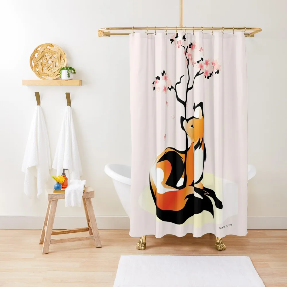 

Sakura Kitsune Shower Curtain Set For Bathroom For Bathrooms Luxury Bathroom Shower Toilet Accessories Bathroom Curtain