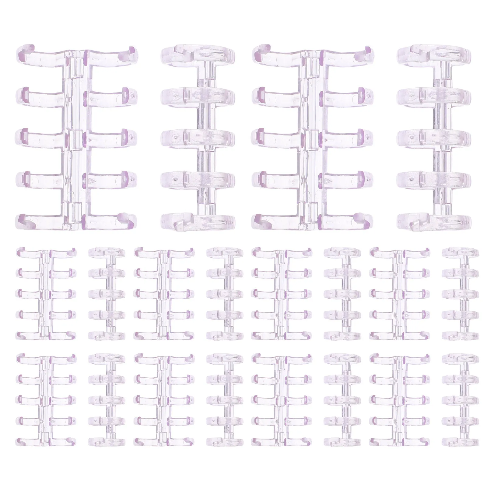 100Pcs Transparent Loose-Leaf Binder Rings Plastic 5-Hole Openable Clips for Office School Use Book Binding Rings Planner