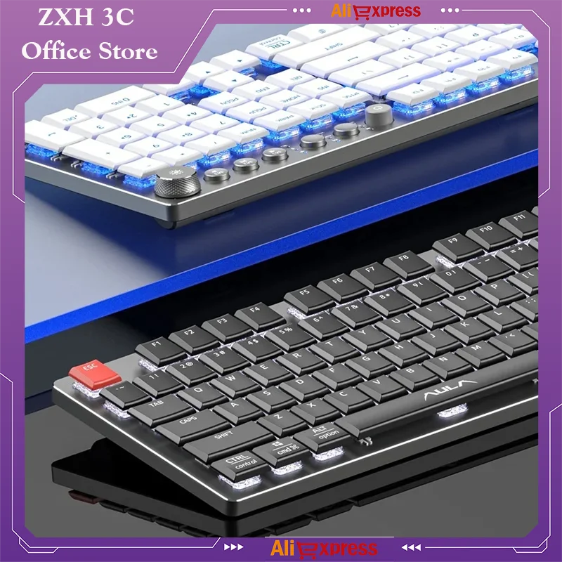 Aula F2090 Mechanical Keyboard Bluetooth 2.4g Wireless Three Mode Slim Short Axis Charging Game E-Sports Office Peripherals