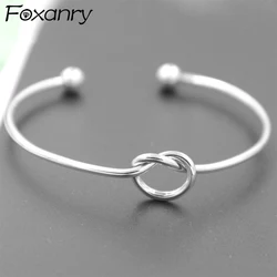 Foxanry Lines Winding Love Heart Cuff Bracelets For Women Girls Minimalist Personality Fashion Elegant Anniversary Jewelry Gifts