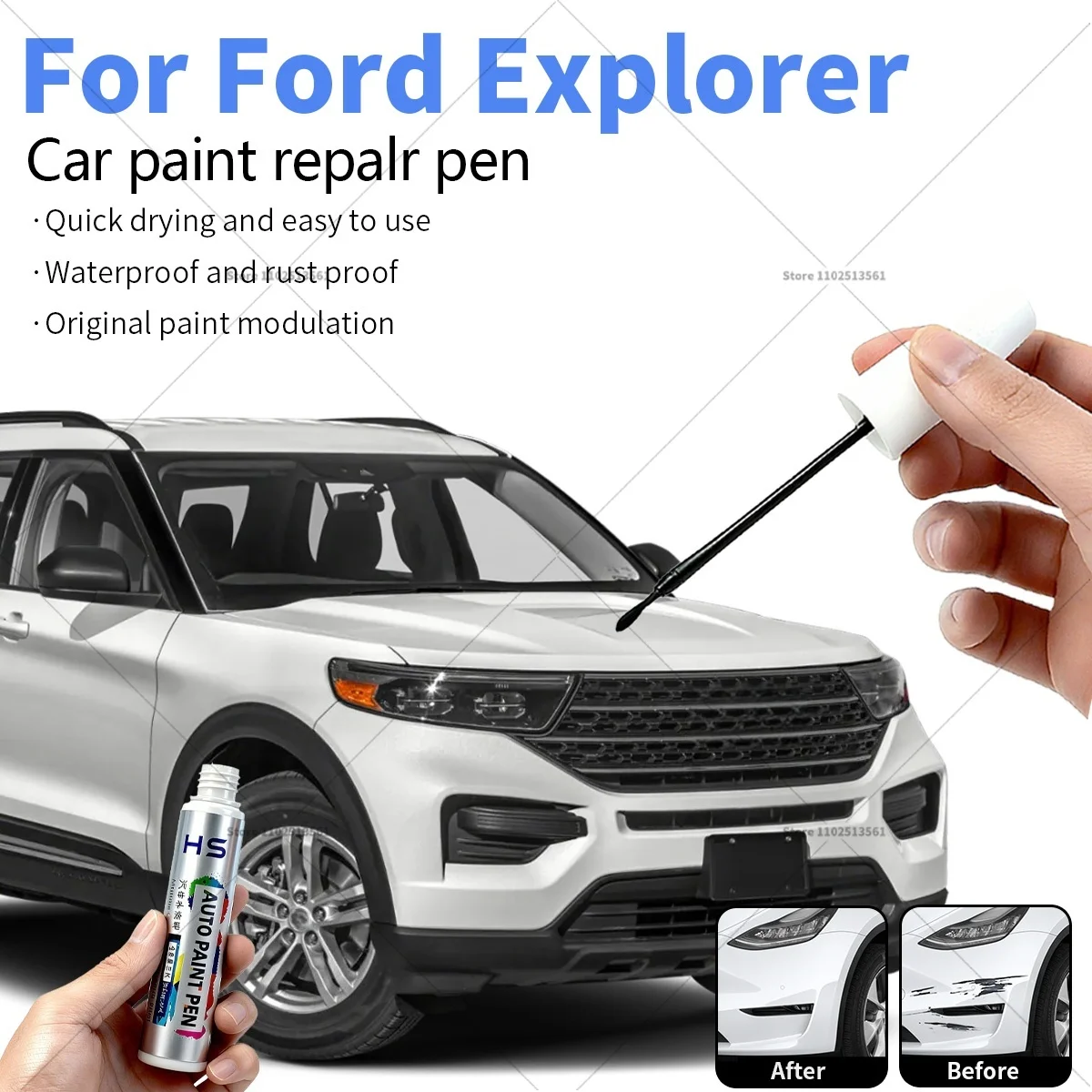 Car Paint Repair Pen For Ford Explorer Touch Up Scratch Remover DIY Auto Accessories Black 1894 C4M White Blue 1887 Orange Grey
