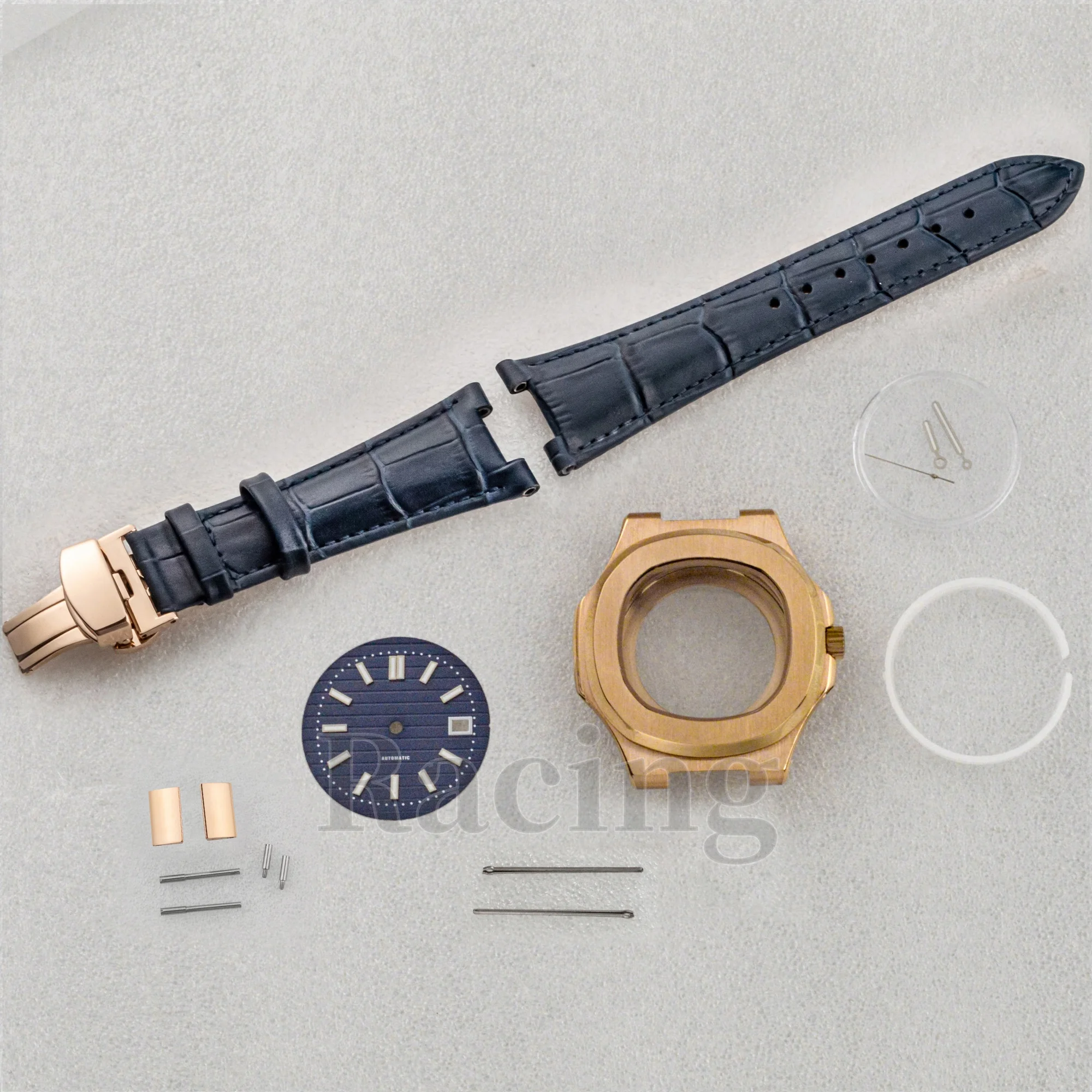 NH35 Case 41mm Watch Case Genuine Leather Strap Luminous Dial Hands for Nautilus Watches Mod Accessories fit NH35/36 Movement