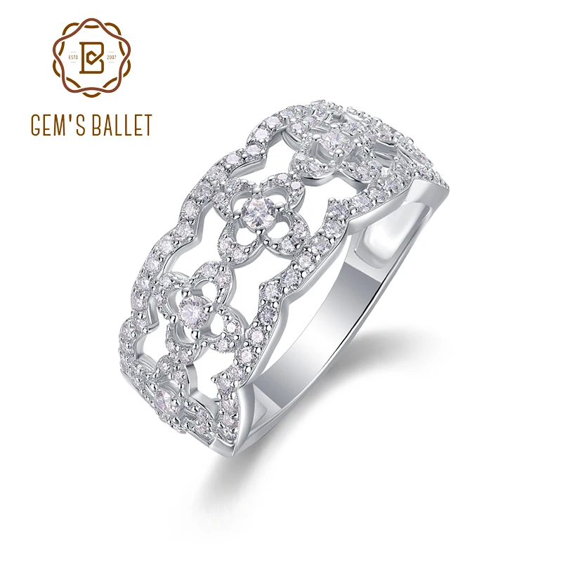 

GEM'S BALLET 925 Sterling Silver Delicate Moissanite Bridal Ring Elegance of Blossoms Moissanite Wedding Ring Gift For Her