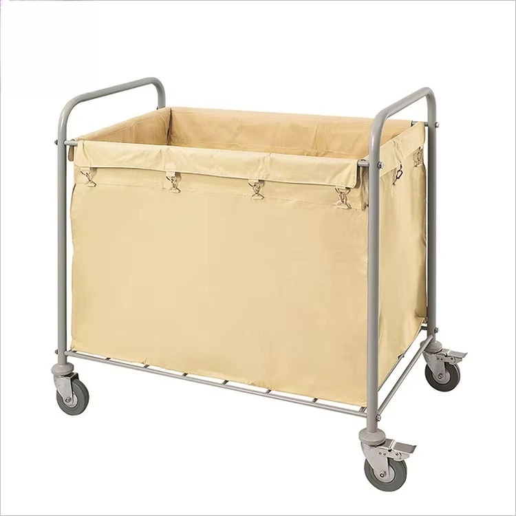Hotel Room Four Wheels Stainless Steel Housekeeping Trolley Maid Cart Laundry Service Cart
