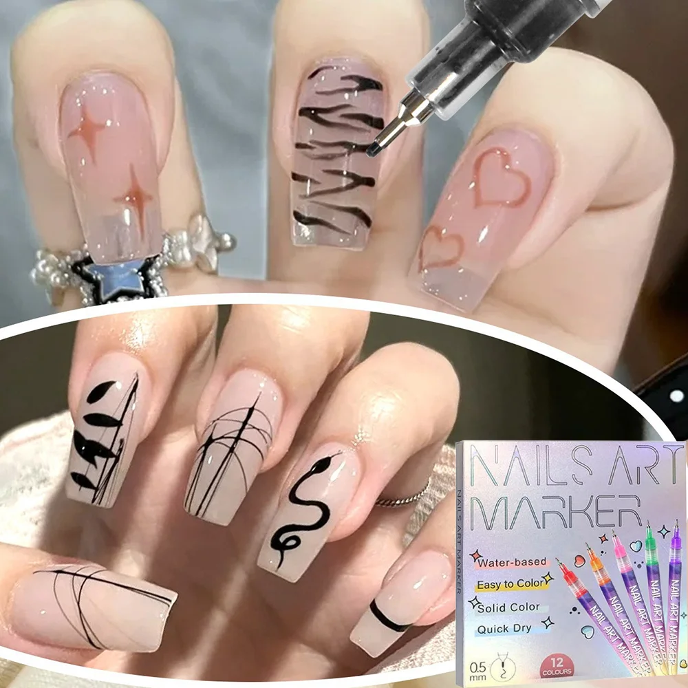 

12PCS Colourful Waterproof Acrylic Pigment Quick Drying Nail Art Pen Manicure Tool Painting Liner