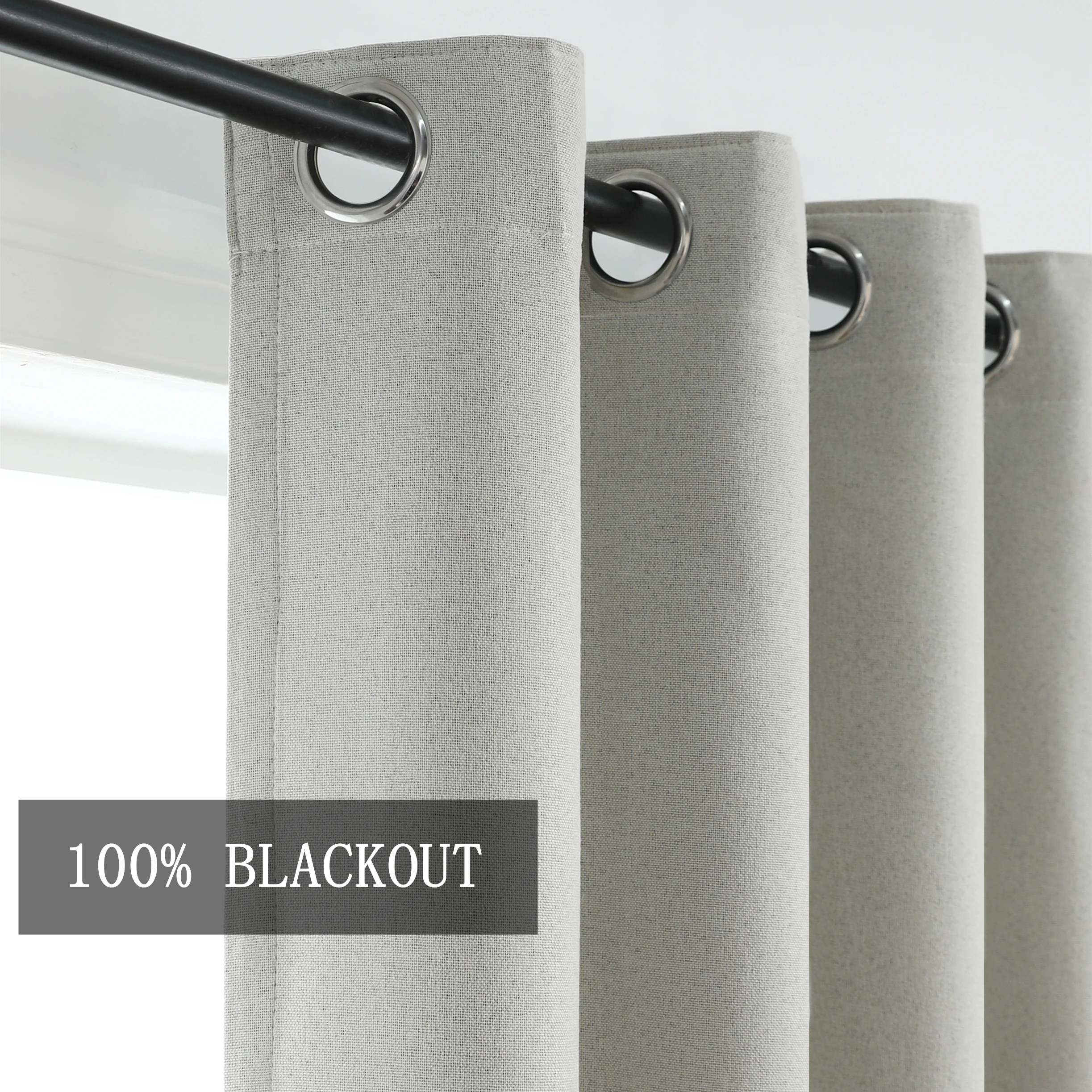 Height Made 100% Blackout Soundproof Curtain Blackout Faux Linen Curtains For Bedroom Living Room Drapes Window