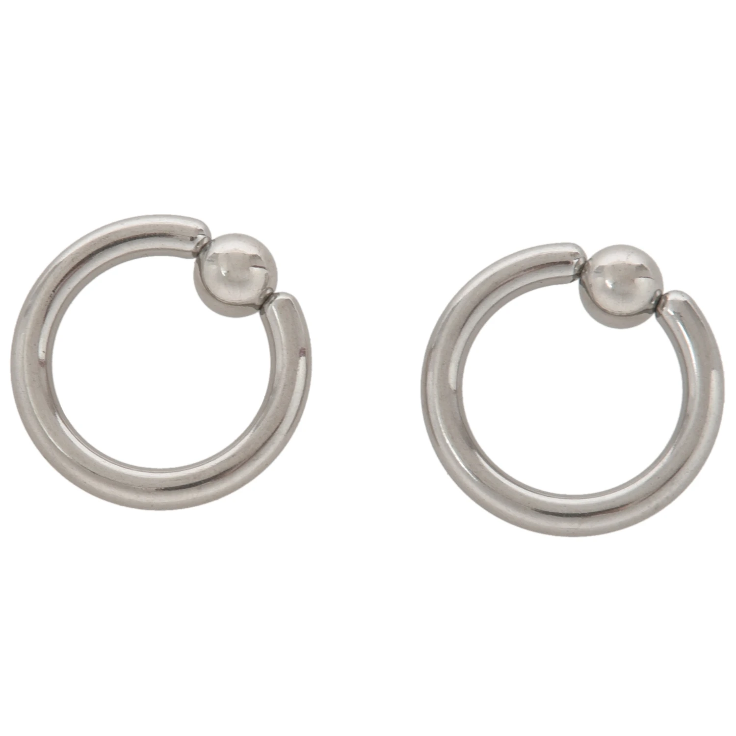 1 Pair Stainless Steel Captive Bead Ear Rings Hoop BCR Studs Piercing Jewelry Steel color, 8g(3.2mm)x16mm