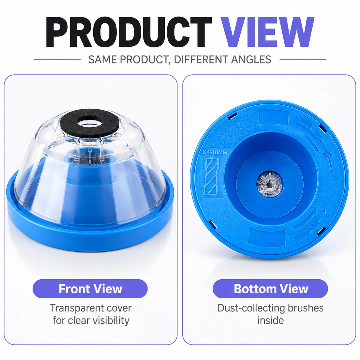 Handheld Drill Dust Cover Blue Wall Dust Collector Dustproof Drilling Shield With Black Gasket for Clean Hole Drilling