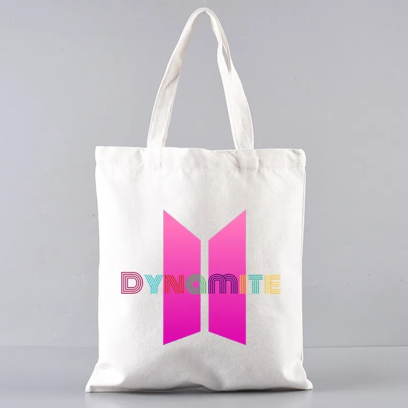 New Album DYNAMITE Printed Women Shoulder Bags Harajuku Eco Tote Handbag Large Capacity Canvas Shopper Bag Fashion Girl Handbags