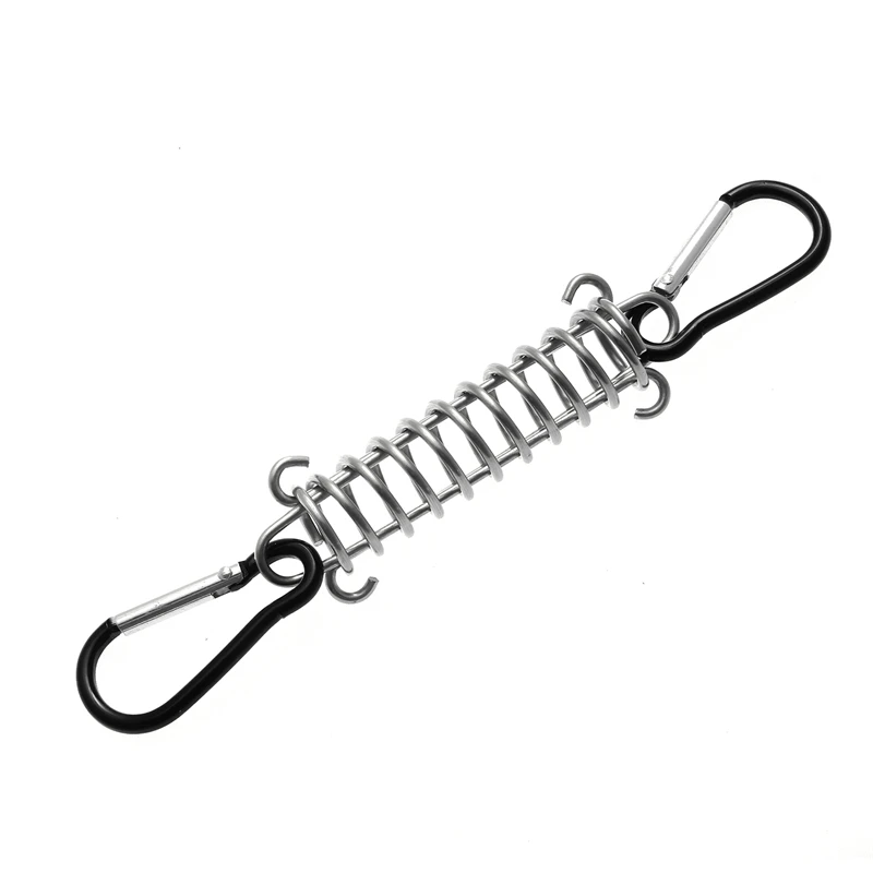 Stainless steel Tent Wind Rope Spring Buckle Tent Tensioner Camping Deck Pegs With Carabiner Clips Awning Tightener Fixed Hook