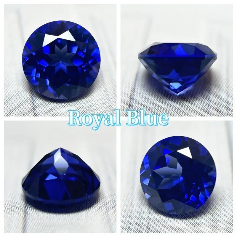 q-High Quality Lab Grown Sapphire Round Cut Royal Blue Color Gems Charms Ring Necklace Main Materials Selectable Certificate