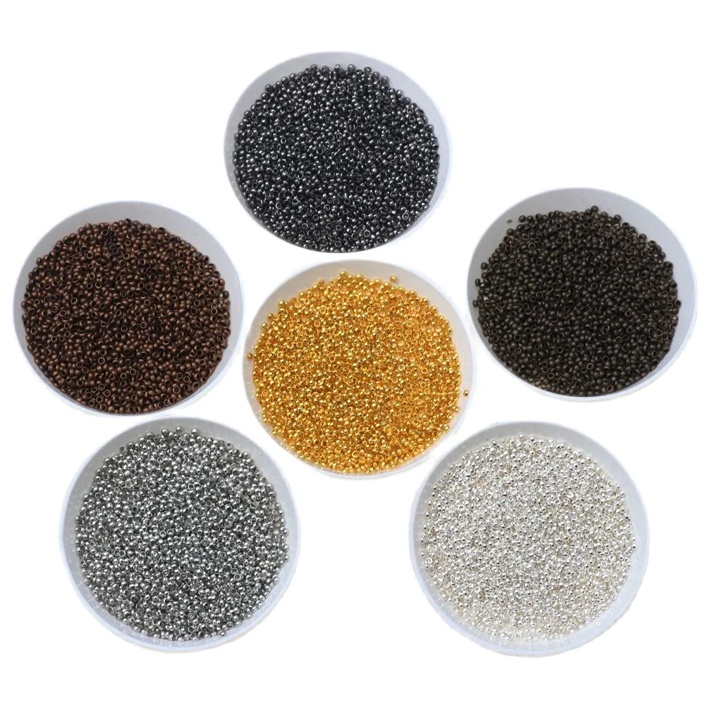 600PCS 2MM Copper Crimp Bead Rhodium/KC Gold/Bronze/Red Copper/Gun Black/Silver Color FOR Wire Rope Bracelet DIY Jewelry Making
