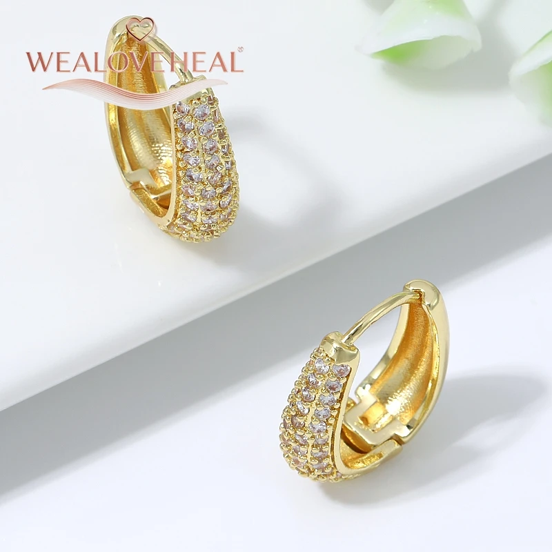 ohrringe, ohrringe damen, 18K Vergoldete Messing U-förmige Huggie Creolen für Damen mit Mikro-Pavé-Zirkonia – Trendiger Alltagsschmuck, Valentinstags- und Geburtstagsgeschenk – Detail 19