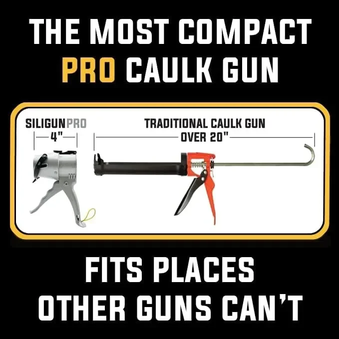 SILIGUN™ PRO Compact 24:1 Caulking Gun Scraper Kit DESCRIPTION Portable Lightweight Handheld Sealant Applicator HomeConstruction
