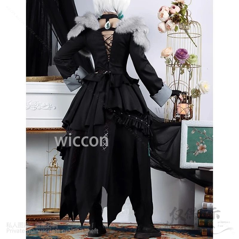 Косплей игры Finall 14 Fantasy FF14 Косплей Y'shtola Костюм Черное платье Лолита Униформа Парик Хэллоуин Мужская вечеринка по индивидуальному заказу Cos