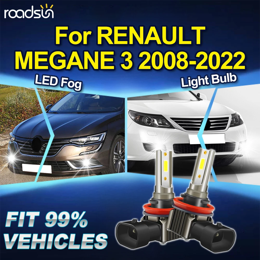 

ROADSUN 2PCS Upgrade Canbus Car LED Fog Light Lamp Bulbs Ampoules For RENAULT MEGANE 3 2008 2009 2010 2011 2012 2013 2014-2022
