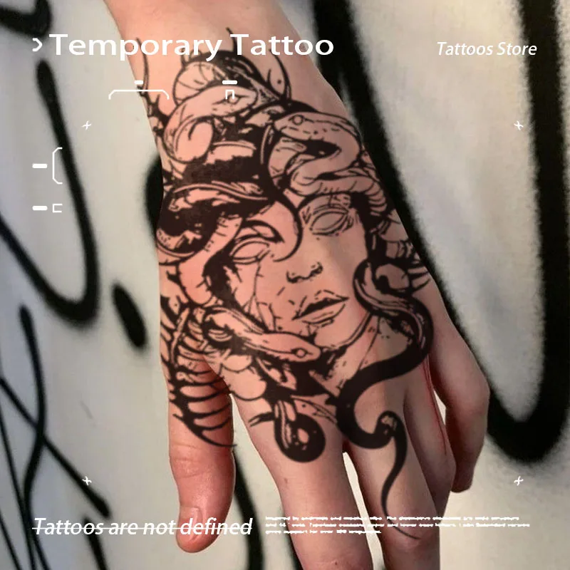 

Sexy Medusa Herbal Juice Tattoo Stickers For Men Woman Arm Temporary Waterproof Tattoo Holiday Fake Tattoo Charm Gift New 2025