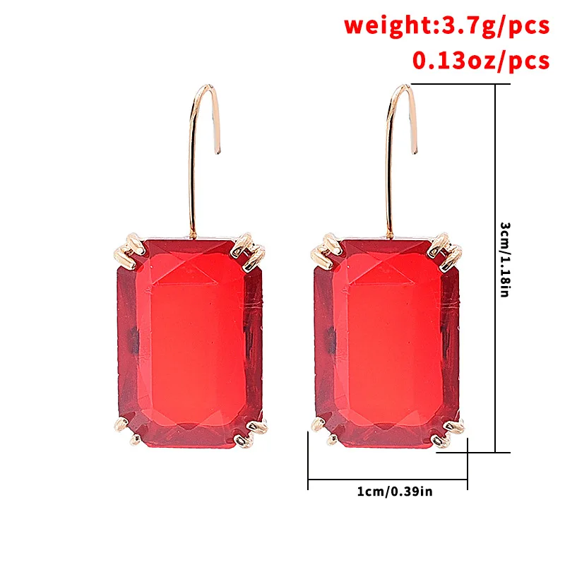 Multicolor Square Rhinestone Earrings Female Geometric Fashion Earrings for Women Transparent Jewelry Accessories Party Gift