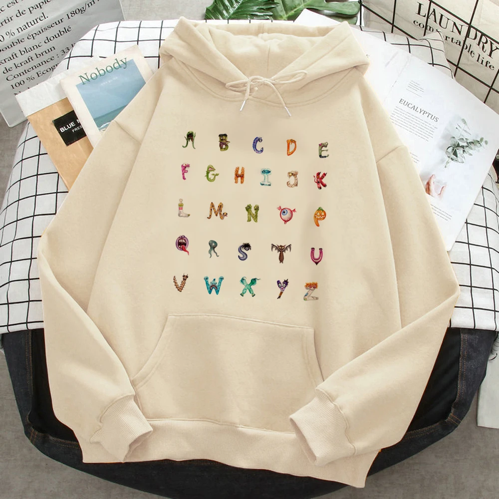 

All for the Alphabet hoodies women japanese Fleece long sleeve top 90s hoddies sweatshirts women anime tracksuit