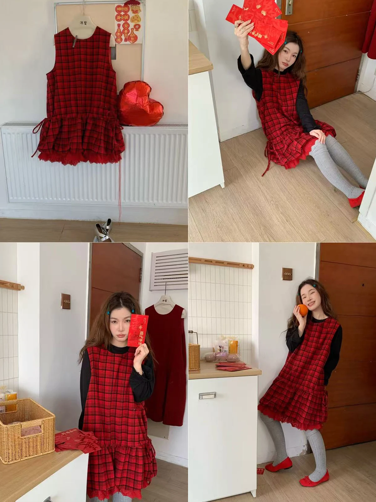 

Original Artistic Spring Women's Plaid Dr Slimming Vest Sle Casual Loose Fit round Neline Daily Wear No Sve