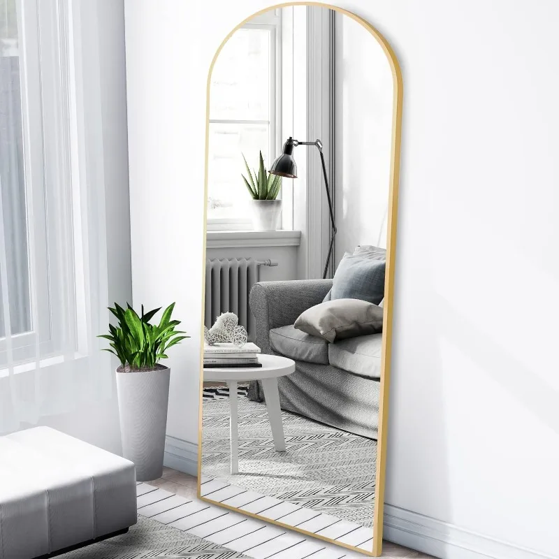 Arched Full Length Mirror with Stand Arch Floor Mirror Full Length Wall-Mounted for Living Room Bedroom Bathroom Aluminum