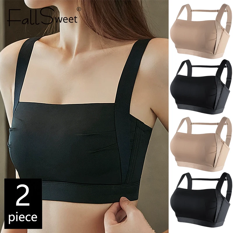 FallSweet 1/2 Stück kabelloser Sport-BH für Damen, Übergröße, Bralette, sexy, bequeme Dessous, feste volle Körbchen, Anti-Durchhang-Design