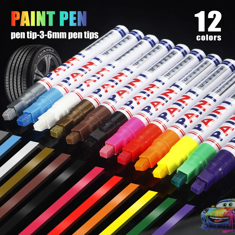 1 Pc Colorful Painting Pen Waterproof Permanent Graffiti Touch Up Tyre Marker Auto Rubber Tire Tread Mark Pen for Bike Car Metal