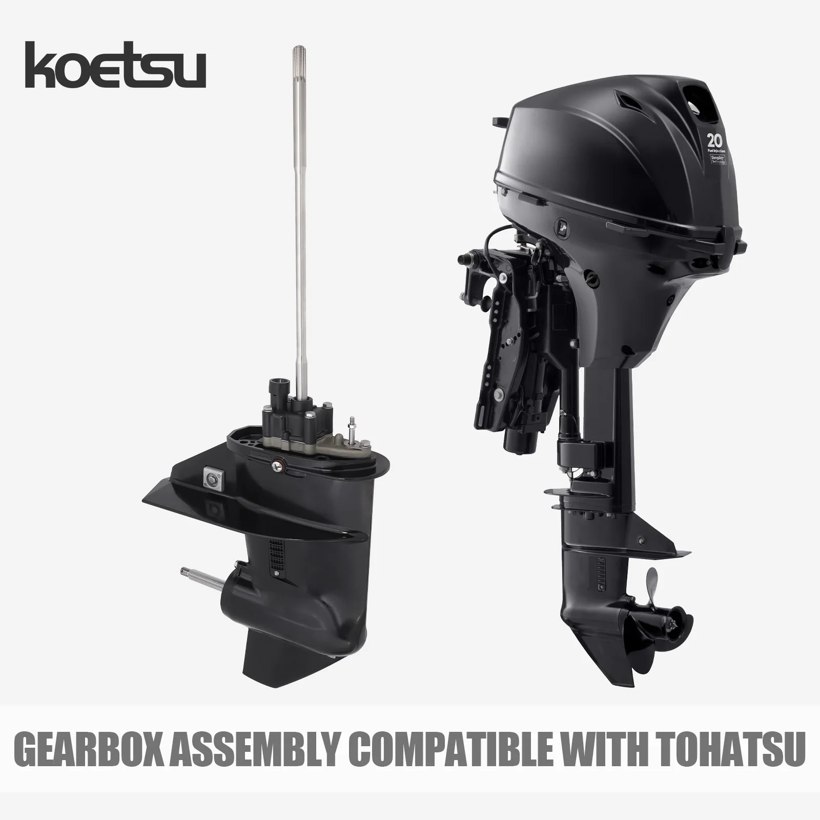 

Koetsu Outboard Motor Gearbox Assembly， Compatible with Tohatsu Outboard Motors 3RSQ60000-0 3RSW60000-0 3RSQ87301-0 3RSQ87302-0