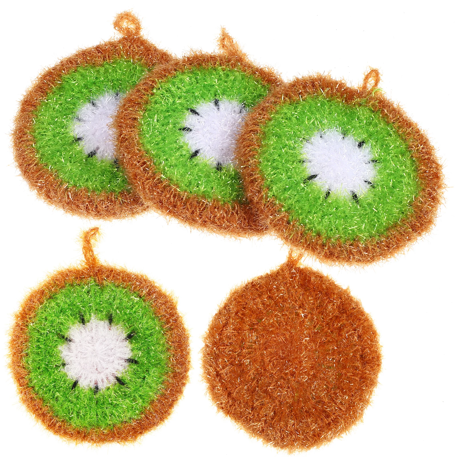 

5pcs Dishwashing Cloth Set Fruit Shaped Scrub Sponge Kitchen Cleaning Sponge For Home Essentials Reusable Washing Cloths Sponges