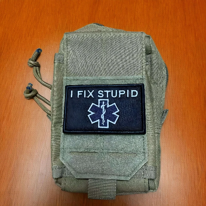 I FIX STUPID Hook&Loop Embroidered Patches For Clothing Outdoors Fashion Tactical Morale Badge Military Patches Armband Backpack