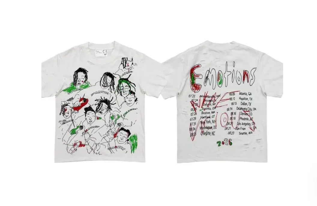 2026 Nine Vicious EMOTIONS Tour Merch Tee Printed Washed Distressed Short Sleeve T-Shirt TX1892